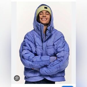 Free People Shirr Enough Backpack Puffer. NWT. Blueberry Size XL